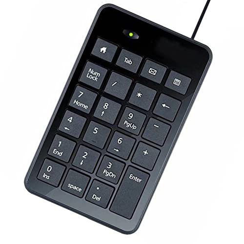 Bloque numérico para Ordenador portátil - Teclado numérico Compacto con Cable USB Externo - Silent Typing PC - Bloque extensión Externa