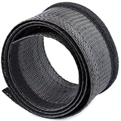 StarTech.com 10ft (3m) Cable Management Sleeve, Trimmable Heavy Duty Cable Wrap, 1.2 (3cm) Dia. Polyester Mesh Computer Cable Manager/Protector/Concealer, Black Cord Organizer/Hider (WKSTNCMFLX)