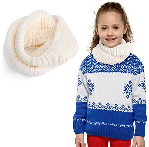Kinder Winterschal, Loop Hals Gestrickter Warmer Schal, Unisex Einfarbiger Nackenwärmer, Winter Kinderschals, Dick, Weicher, Hautfreundlicher, Geschenk Für 3-18 Alte Jungen Mädchen Männer Frauen