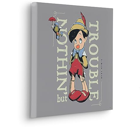 Komar Komar Tableau sur châssis – Hey Pinocchio – Dimensions : 40 x 40 cm – Image murale pour chambre d'enfant