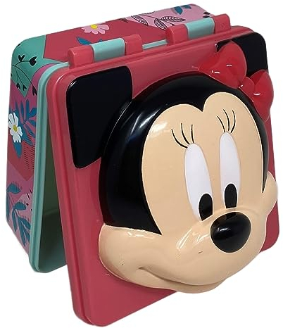 CARTOON Porte-goûter carré avec images en relief 3D Minnie Disney, boîte à déjeuner, école, loisirs