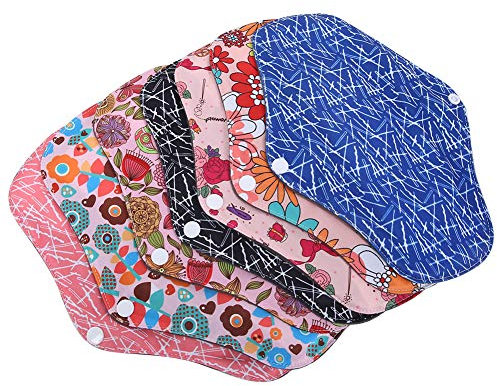 Assorbenti Igienici in Tessuto Riutilizzabili da 7 Pezzi, Assorbenti Riutilizzabili in Tessuto di Bambù, Assorbenti Mestruali Riutilizzabili Femminili per Donne e Adolescenti, 25 Cm(B-Multicolore)