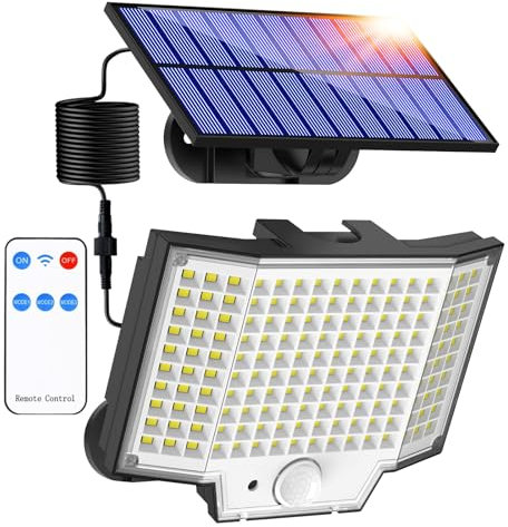 Haokiang Lampe Solaire Extérieur Jardin 2000lm IP65 Capteur 270° 3 Modes Éclairage Projecteur Luminaire Spot