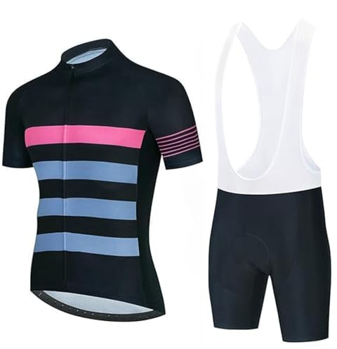 Radsport Pro Herren Radsport Outfit Kurzarm Sommer Mountainbike Fahrradanzug + Shorts 9D Gel Gepolstert Atmungsaktiv für Outdoor-Sportarten (Blau Schwarz - 2,12 TG), Blau-Schwarz-2, 12XL