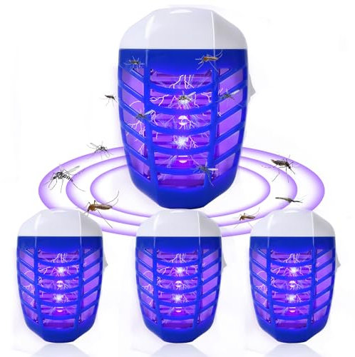Mückenlampe, Insektenvernichter Elektrischer, 4 Stück UV-Insektenfalle Fliegenfalle und Mückenschutz Steckdose, Elektrisch Insekten Mückenfalle für Innen Küche, Schlafzimmer, Esszimmer