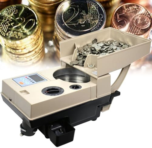Compteur de Pièces en Euros, Compteur de Pièces Électronique, Trieur de Pièces en Euros, Mini-Compteur Automatique Numérique, Affichage Préréglé/Total de l'argent