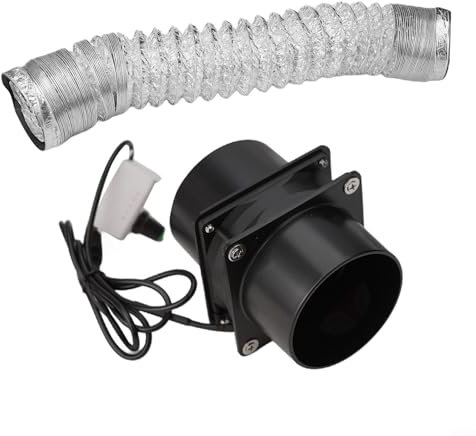 Quiet Inline Duct Fan With Variable Speed Controller, Speed Regulating Shed Ventilation, Duct Exhaust Air Ventilation, Noiseless (With 300cm Pipe)