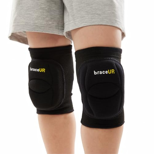 BraceUP Rodilleras Voleibol Niños 8–14 Años – Rodilleras Juveniles para Vóley, Fútbol Sala, Danza – Protección Deportiva para Niñas y Niños, Junior Unisex (XS)