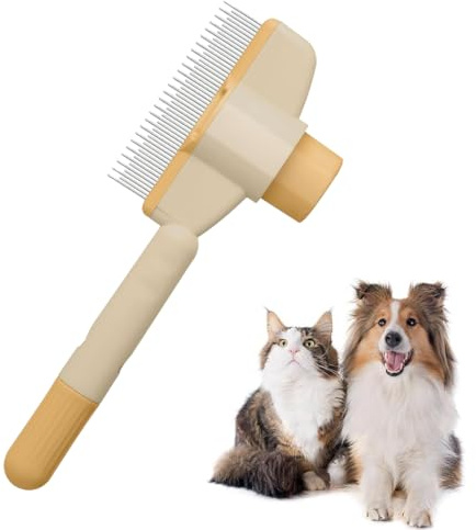 MOLZINY Brosse Chat Peigne d'Épilation Animaux Compagnie Coupe Noeud Chat Poil Long Peigne à Nouer pour Animaux De Compagnie Brosse de Toilettage pour Animaux de Compagnie avec Bouton Déverrouillage