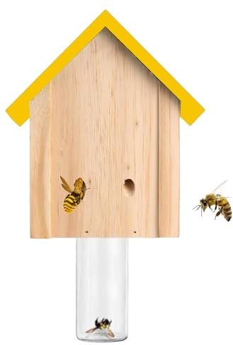 Trampa para exteriores – Nest de insectos de madera ecológica, control de plagas de vuelo | Trampa para carpintero, caja de exterminio de abejorros, trampa para plagas de jardín