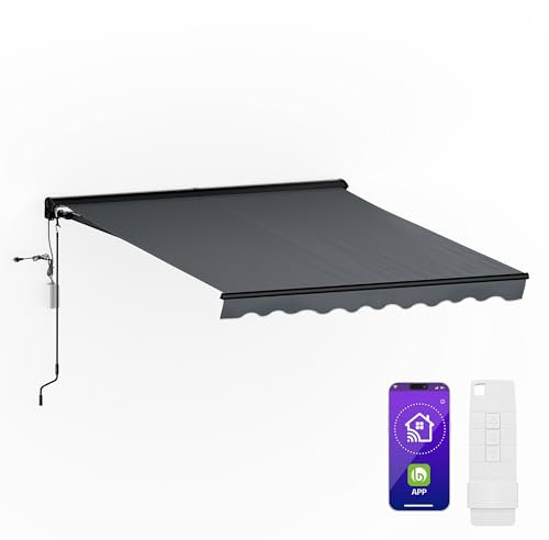 blumfeldt CloudShade Tenda da Sole per Esterno - Tenda a Bracci Estensibili con Controllo App & Telecomando, Protezione UV 30+, Struttura in Alluminio, Installazione Facile a Parete, 295x250 cm