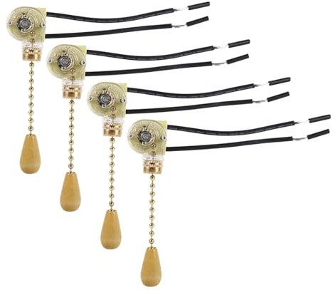 HERCHR Interruptor de extracción, 4pcs 250V 125V Ventilador universal de techo en apagado Reemplazo del interruptor del cordón de la cadena de extracción para la luz del gabinete de la