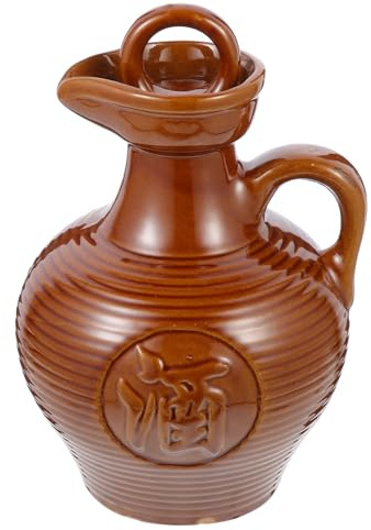 Tofficu Brocca per Vino in Ceramica Manico e Coperchio Sigillato, Contenitore Portatile da 500 Ml per Casa, Ristorante e Campeggio, Brocca da Vino Resistente e Facile da Pulire