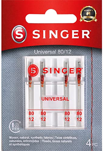 SINGER 4715 Universal Regular Point Machine Needles, Size 80/12, 4-Count