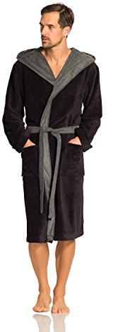 Vossen Unisex Bademantel Poppy, Einfarbig, Gr. 46 (L), Grau (anthrazit)