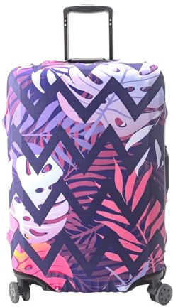 Periea Luggage Covers for Suitcases – Suitcase Cover – Premium Elasticated Material – Small, Medium, Large or Extra Large (Large, Purple Zigzags)