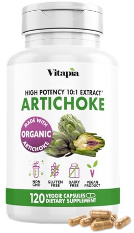 Vitapia Organic Artichoke Extract Supplement - Liver Cleanse Detox & Repair, Liver Health, Digestion, Antioxidant Support - 120 Vegan Capsules, Non GMO, Gluten Free