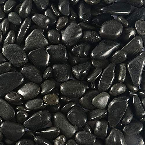 Mdurian guijarros Grava Natural Pulida Decorativa Piedras de Roca de río para Maceta jardín Boda casa florero Acuario 20-40mm 1KG Negro