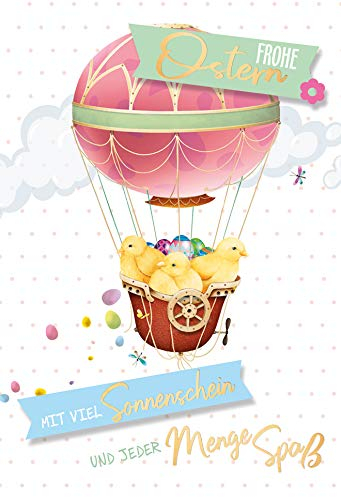 KE - Frohe Ostern Grußkarte im DIN B6 Format, 176x125mm, inkl. Umschlag - Hochwertige Osterkarte mit Sonnenschein Motiv