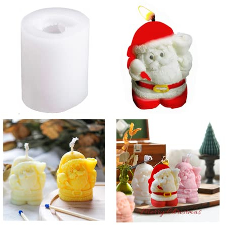 Zayookey Stampi per Resina Epossidico Stampo in Silicone per Candele Natalizie Stampo per Colata di Sapone Babbo Natale 3D Candle Resin Mold per DIY Intonaco, Decorazione di Torte