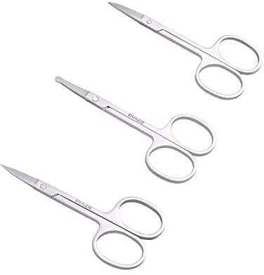 Confezione da 3 Forbici per Sopracciglia e Naso,Tagliaunghie per Ciglia da Barba, Forbici per la Cura Dei Peli Del Viso da Uomo e Donna