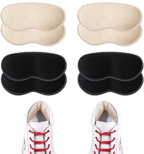 Cuscinetti per scarpe tallone per scarpe bambino e donna, cuscinetti morbidi per il tallone Scarpe autoadesive Inserti il tallone per prevenire lo sfregamento lo scivolamento (nero + beige) (4 Coppie)