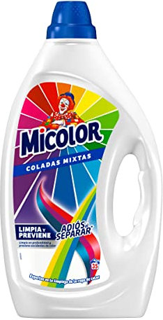 Micolor Gel Adiós Al Separar 35 lavados, detergente líquido para lavadora con tecnología antitransferencia de colores, jabón para ropa