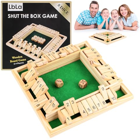Shut The Box Spiel,Brettspiel aus Holz,4 Spieler WüRfelspiel aus Holz Board Spielzeug Kolibri Spiel,Klappbrett Brettspiel Familie Reisespiele Kneipenspiele