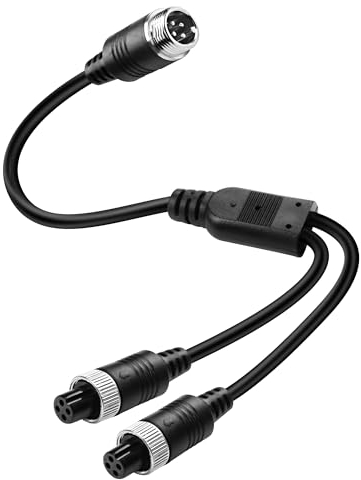 MEIRIYFA Adaptateur de câble d'extension M12 4 broches pour voiture - 1 mâle vers 2 femelles - Câble répartiteur en Y pour caméra de recul de voiture, camion, remorque, camping-car, bus, moniteur de