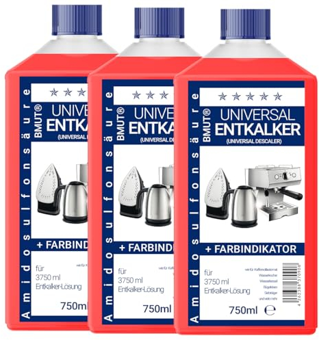 3 descalcificadores concentrado universal de 750 ml, como para cafeteras automáticas, hervidores de agua, etc. – para 6 descalcificaciones/aplicaciones cada una de 125 ml