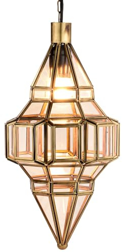 Marrakesch Pendelleuchte Hängelampe 41cm groß Lampenschirm aus Metall & klares Glas | Lampe Wohnzimmerlampe Yusa als aesthetic Deko im Wohnzimmer | Esszimmerlampe über den Esstisch im Esszimmer