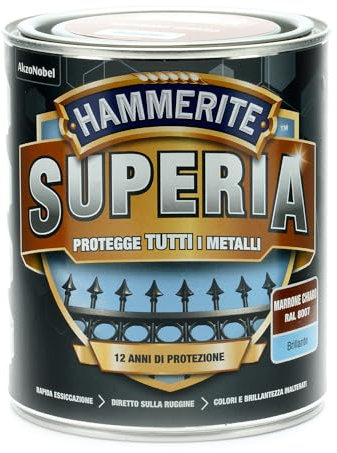 Hammerite Superia smalto metallo antiruggine interno e esterno, Brillante Marrone Chiaro, 750 ml