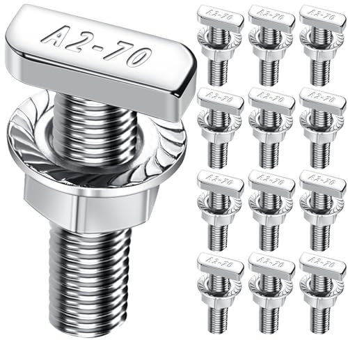 Hammerkopfschrauben M8x30 A2-70, 12 Stücks Edelstahl für PV Solar Montaschienen, Gewächshaus und Aluprofil