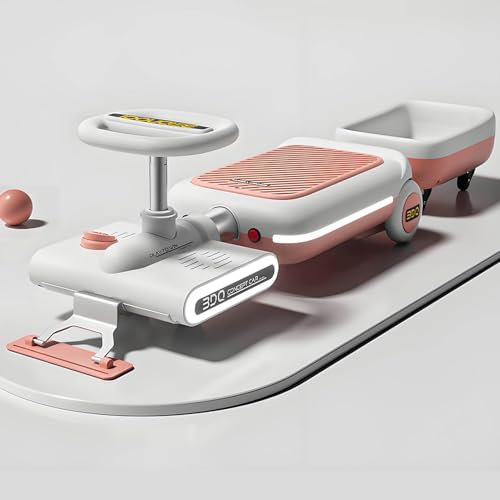 Kart De Nettoyage Pour Enfants, Chariot De Nettoyage De Sol à Balai, Voiture éLectrique Portable, Kart De Nettoyage RéTractable Avec Bac De Rangement,Pink