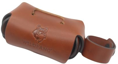 Wildfang® Sacchetti per Bisogni del Cane – Porta Sacchetti in Vera Pelle a Doppio Scomparto per Guinzaglio, Dispenser di Sacchetti Igienici Resistente per Passeggiate e Viaggi