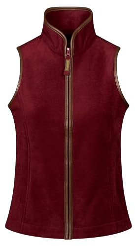 Regents View Gilet d'extérieur en polaire avec fermeture éclair intégrale pour femme, sans manches, coupe-vent, respirant, isolant., rubis, 36