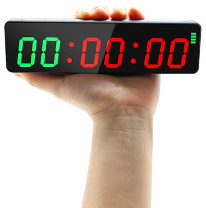 Ousmile Temporizador de Gimnasio, Mini 12/24H Reloj Digital Pared, Imán Fuerte, Temporizador de Intervalos para Entrenamiento, Cronometro con Batería, Timer de Cuenta Atrás/Arriba para Casa/Gimnasio