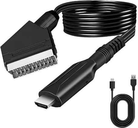 Aivane Convertitore SCART a HDMI con Cavo, Adattatore Audio Video Full HD 1080p/ 720p Cavi Switch per HDTV VHS STB Xbox PS3 Sky DVD Blu-Ray