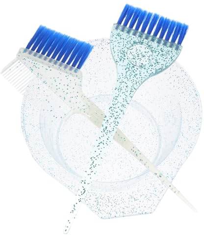 ABOOFAN Ensemble Pinceau et Bol Mélangeur pour Coloration Capillaire, Kit 3 Pièces Bleu Transparent Poils Doux, Bol pour Mélange de Teinture Salon Professionnel, Adapté pour Coloration
