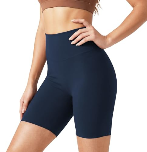 HYCOPROT Pantalones Cortos Deportivos Mujer Cintura Alta Control Vientre Push Up Elevador Glúteos Sin Costura Transpirable Secado Rápido Shorts Leggings de Compresión Mallas Cortas Yoga Correr Bailar