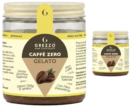 Preparato per Gelato al caffè – Senza Gelatiera, Facile e Veloce – Con Mandorle – Senza Lattosio e Glutine – Confezione da 2 per 1000g di gelato al caffè
