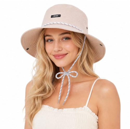 AYPOW Mode Chapeau de Soleil Femme à Large Bord, Été UPF50+ Anti-UV Pliable Outdoor Chapeau de Pêcheur, Léger Séchage Rapide Bobs Seau Chapeaux pour Plage Randonnée Jardinage Voyage Pêche Safari