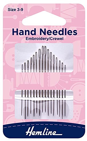 Hemline handsömnadsnålar – broderi/Crewel storlek 3-9. Förpackning med 16