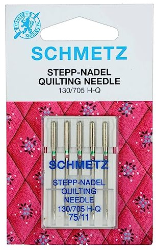 Aghi per macchine da cucire e quilting SCHMETZ – 75 (11) punte fini per cuciture di precisione, meno rotture e punti saltati, ideali per quilting a strati, confezione da 5