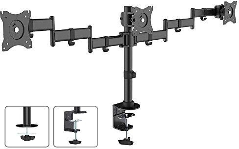 Maclean MC-691 - Soporte Triple de Escritorio para 3 monitores LCD LED TV (13-27, 8kg, VESA 75 y 100)
