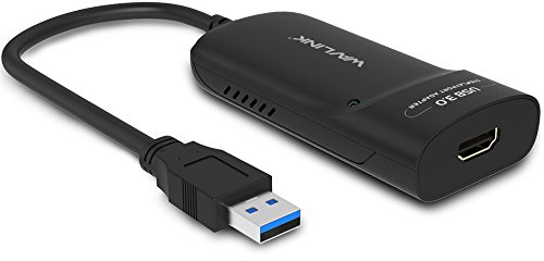 WAVLINK Adaptateur USB 3.0 vers HDMI vidéo Externe Fin Carte écran d'affichage Prend en Charge 2048×1152 Résolution avec Port Audio pour PS4 Xbox et Switch sur PC, Mac Linux Windows 10/8/7/XP-Noir
