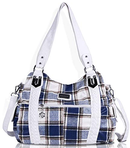 Angel Barcelo Roomy Fashion Hobo Damenhandtaschen, Damen Geldbörse, Umhängetaschen, Umhängetasche Tote, Gewaschene Ledertasche（Blau）
