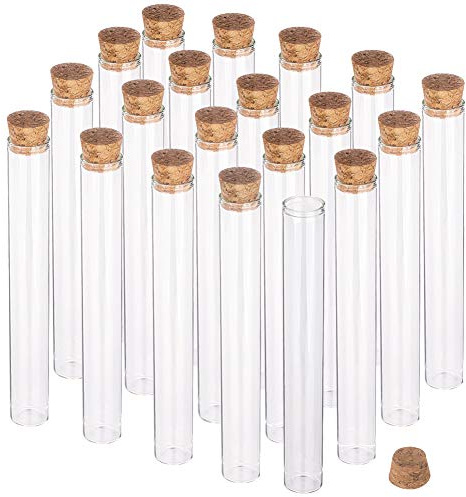 BENECREAT 15PCS 40ml Tube à essai en verre avec bouchon en liège clair plat mini bouteilles en verre bocaux pour laboratoire, Party Favors, bonbons, gomme à mâcher, épices, perles
