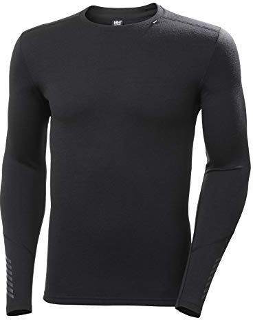 Helly Hansen Hombres Tripulación de peso mediano de Lifa Merino, Negro, XL