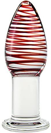 Roluck Kristall Glas Analplugs 11.5cm Klare Muster Kegel Glasdildo Anal ButtPlug Klassische Dildos Analdildo Analspielzeuge Sexspielzeug für Frauen und Männer (Rotes)